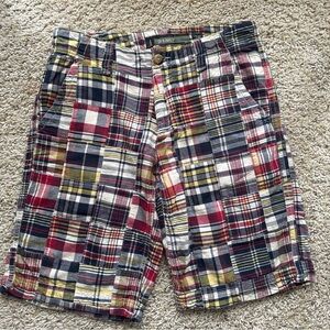 Old Navy Shorts Mens Size 28 Loose Madras  Plaid 10" Patchwork Chino